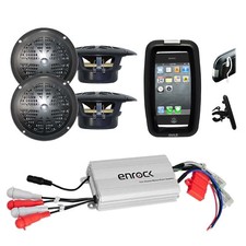 Bike Boat Marine Grade Outdoor 4 Black Speakers, 800W Amplifier w/iPod MP3 Input