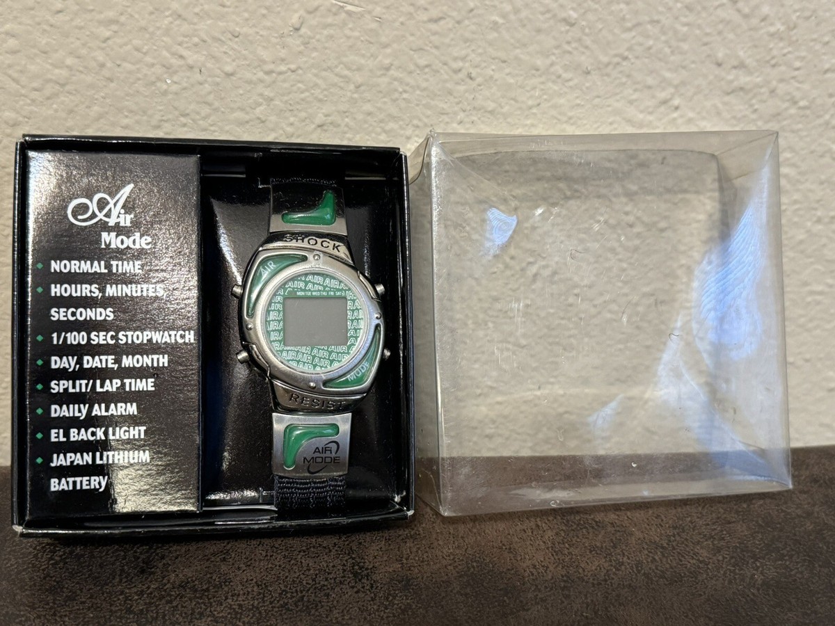 Vintage Retro Air Mode Digital LCD Sport Watch Stop Day Shock