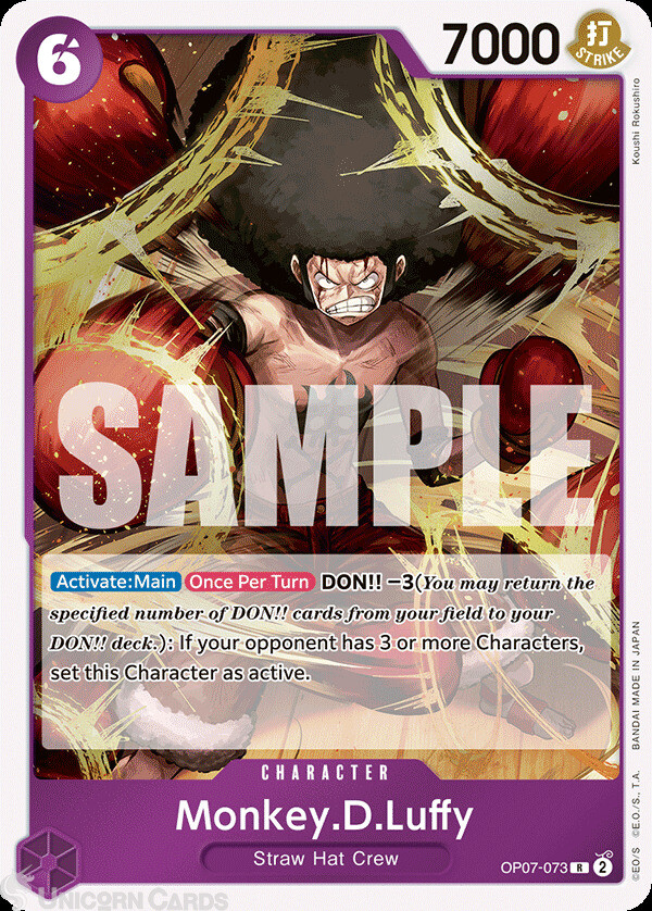 OP07-073 Monkey.D.Luffy : Rare Foil English One Piece TCG Card : OP07: 500 Years