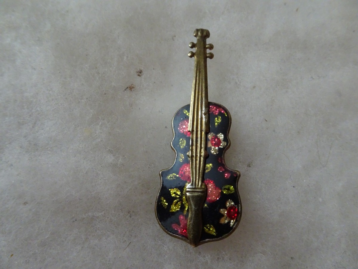 Flowered patterned viola cello vintage logo pin | eBay
