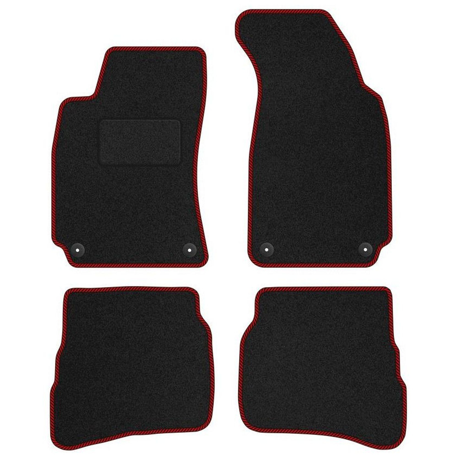 Tapis de sol Passat B5 en velours avec liseré Streak rouge sport et clips de sécurité