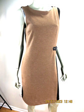 PREMISE DRESSES SZ 8 Polyes/Rayon/Spand Black Chamoissee Brown Tunic Dress