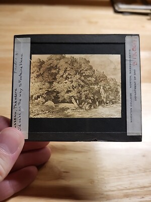 Vintage Magic Lantern Slide-Old Oaks On The Way To Fontaine Bleau By Rousseau