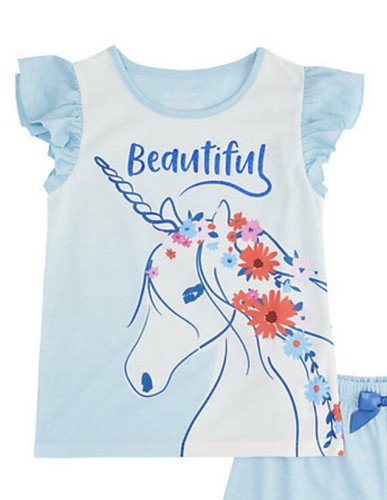 Girl’s CUDDL DUDS "Beautiful" UNICORN 3-Piece Pajama Set Size XS (4-5) NWT - Picture 2 of 6