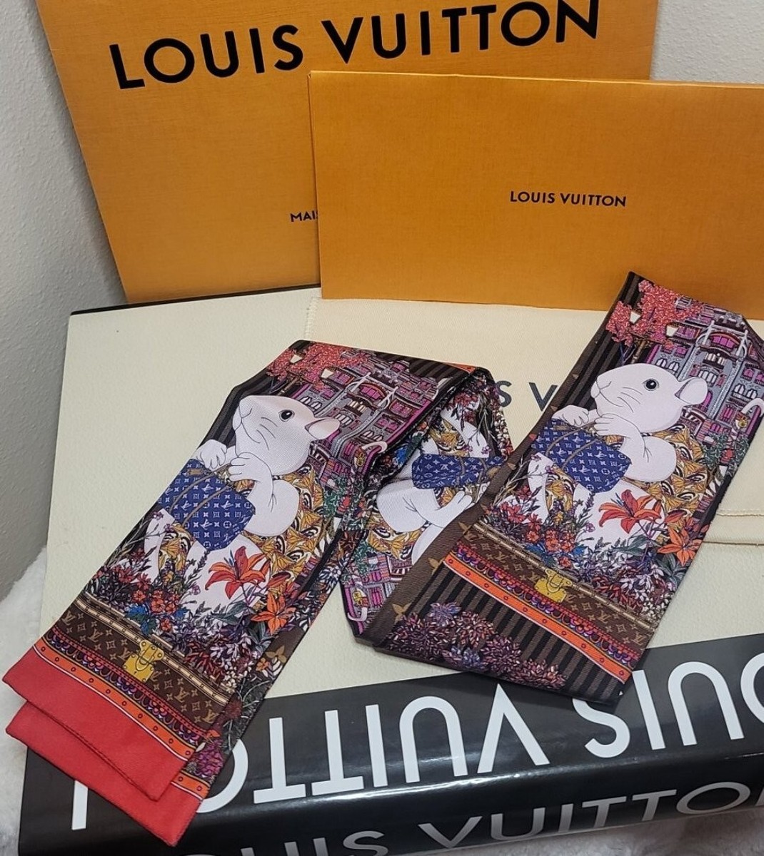 【Noerin】LOUIS VUITTON スカーフ Limited Edition Louis Vuitton Bandeau Vuittonite Rat Lunar New