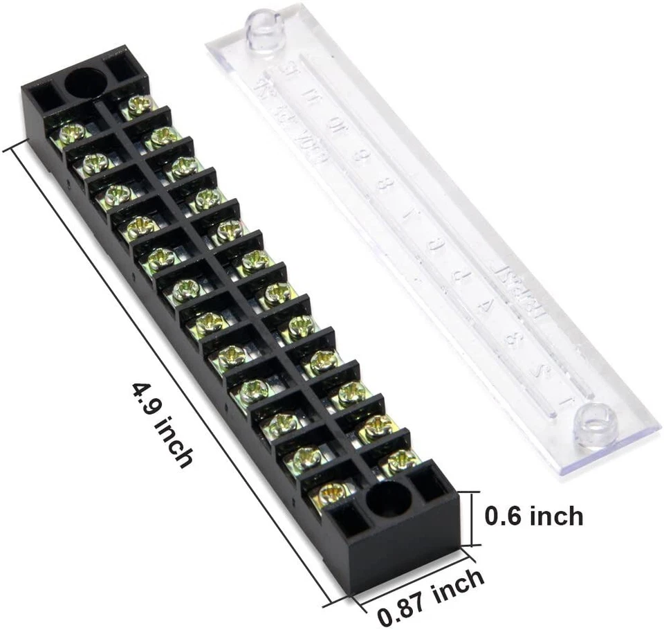 15pcs 5 Sets 12 Positions Dual Row 600V 15A Screw Terminal Strip Blocks w/ Cover - Image 2 of 4