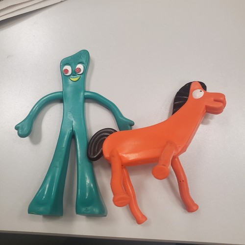 Vintage 1989 6" Gumby & 4" Pokey Rubber Figure, Jesco Prema Toy Co, Hong Kong - Foto 1 di 16