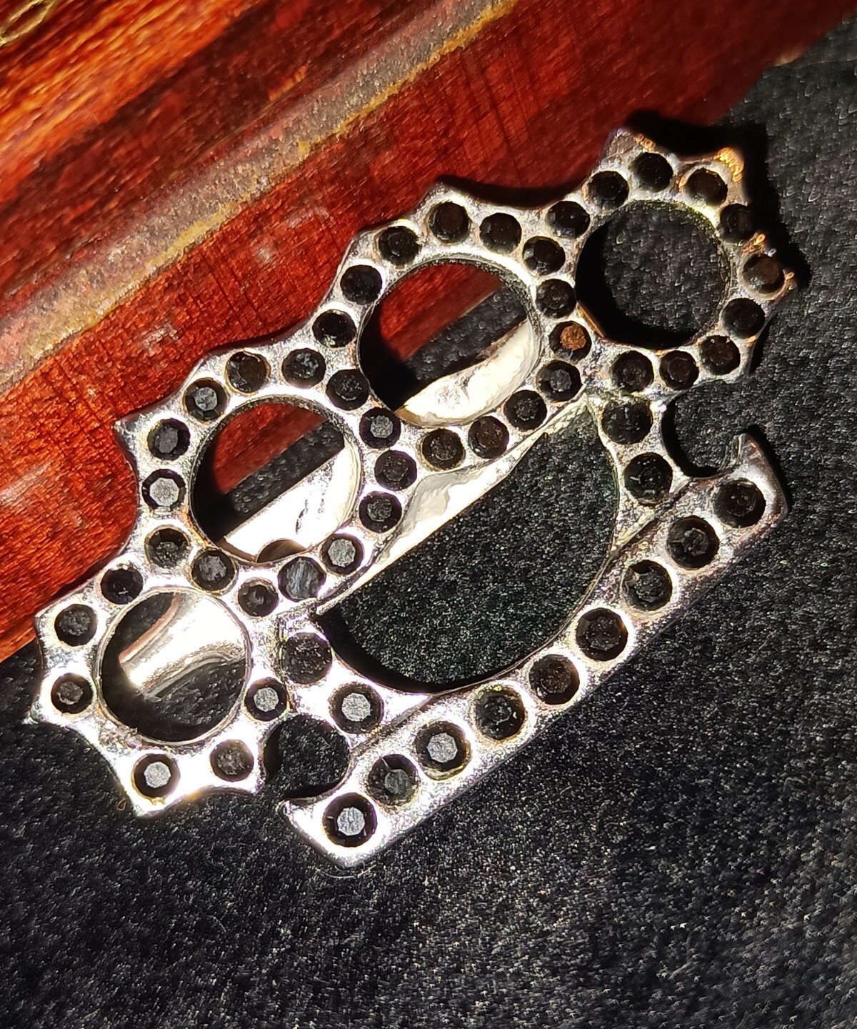 Small Rhinestone Knuckle Ring Brooch (E) - image 1