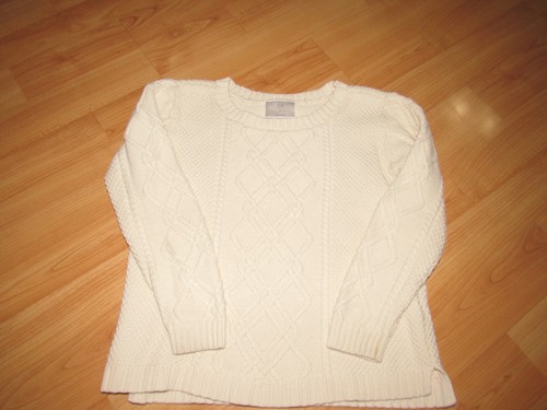 HANNA ANDERSSON 110 Boys Girls Size 5 Ivory Fisherman Sweater Cotton Excellent - Picture 2 of 6
