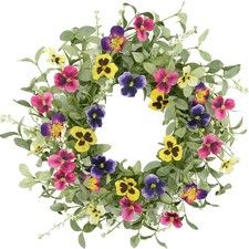 Spring Wreaths for Front Door Pansy Wreath with Colorful Pansy for Front Door