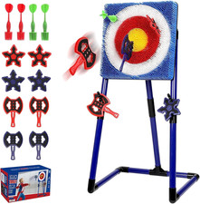 Axe Throwing Bristle Target with 4 Axes, 4 Ninja Stars and 4 Darts, Axe Throwing