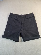 DKNY Jeans Black Denim Shorts Women's Size 14 Mid Rise Cuffed Stretch Casual