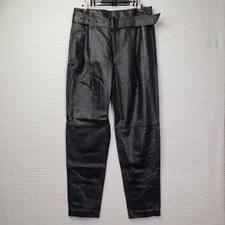 Polo Ralph Lauren Lambskin Leather Pants Womens 2 Black High Waisted Ankle Chic