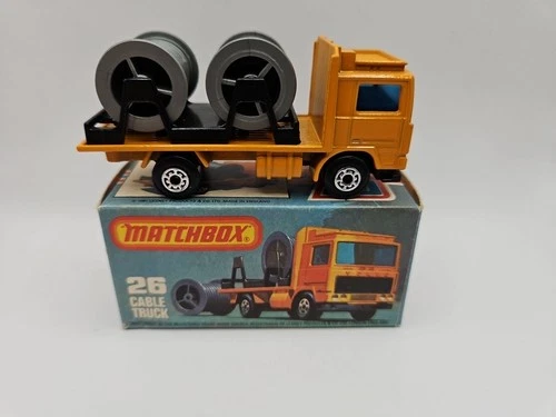 Lesney Matchbox Volvo Cable Truck No 26 K Series Box Orange England Clean