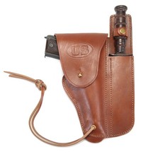 US WW2 M1916 Colt 1911 .45 Holster and Ka-Bar Sheath Premium Drum Dyed Leather