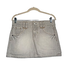 Vintage Y2K Gap Denim Mini Skirt Women's Sz 4 Gray Light Wash Distressed