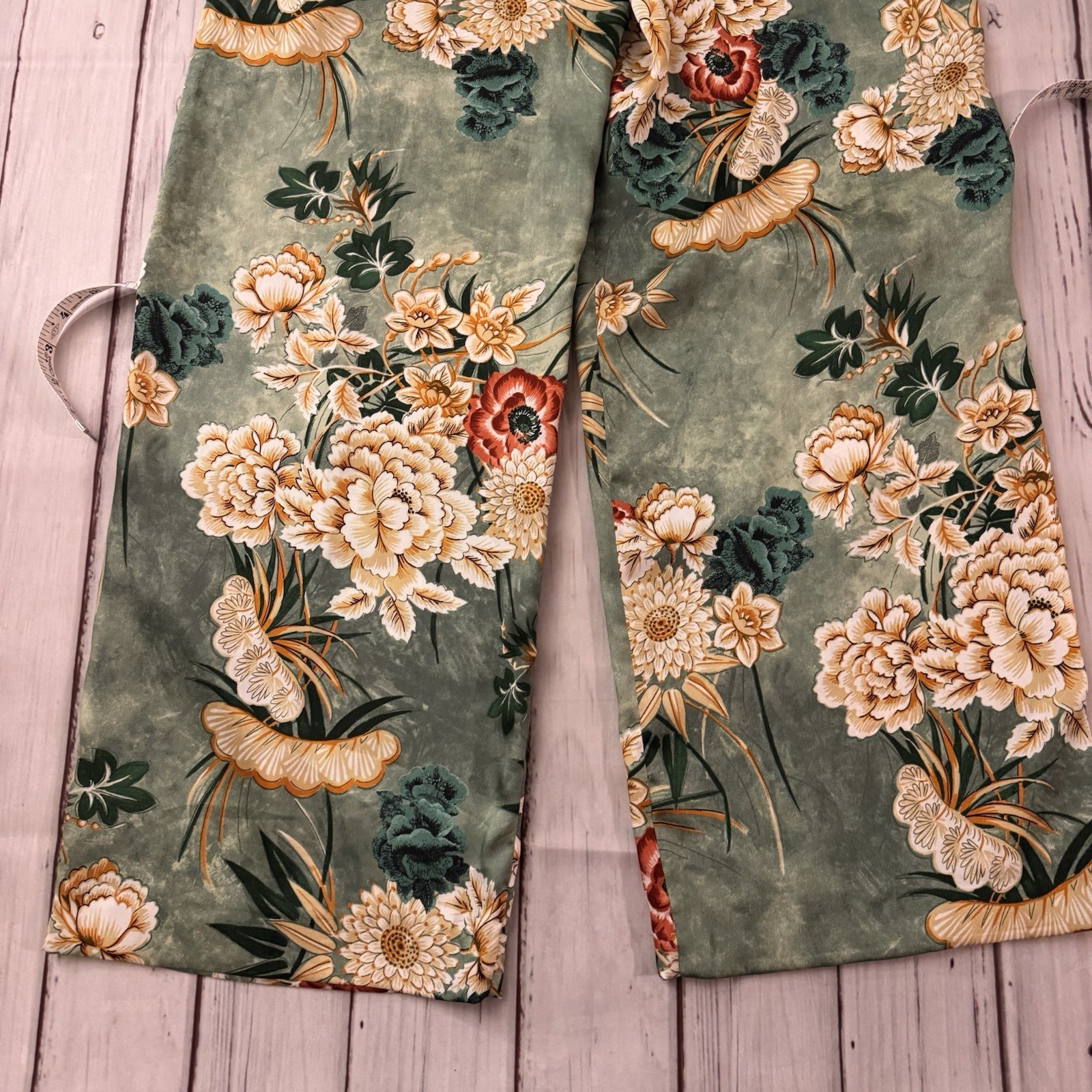 Zara Floral Wide Leg Riviera Trousers Wide Leg Flare Flared Pyjama Size XS thumbnail 9
