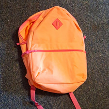 Kids Orange  Pink Polyester Backpack Zip Adjustable Straps Bottle Pockets