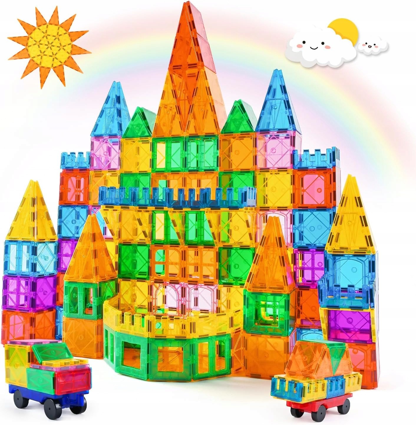 121PCS Magnetische Bausteine mit Auto Magnetbausteine Set Für Kinder Magnetspiel