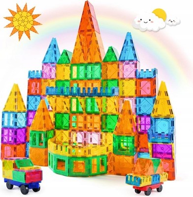 121PCS Magnetische Bausteine mit Auto Magnetbausteine Set Für Kinder Magnetspiel