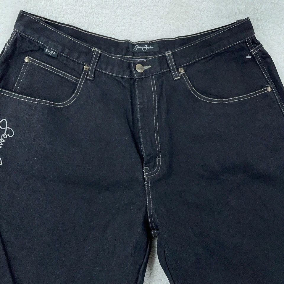 Sean John Baggy Black Carpenter Jeans Loose Denim Mens Tag 32 (FITS 38x34) - Image 4 of 4