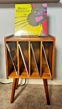 Wooden LP Record Player Stand with 4 Cabinets 100 Album Storage 13 x 16 x 26 in