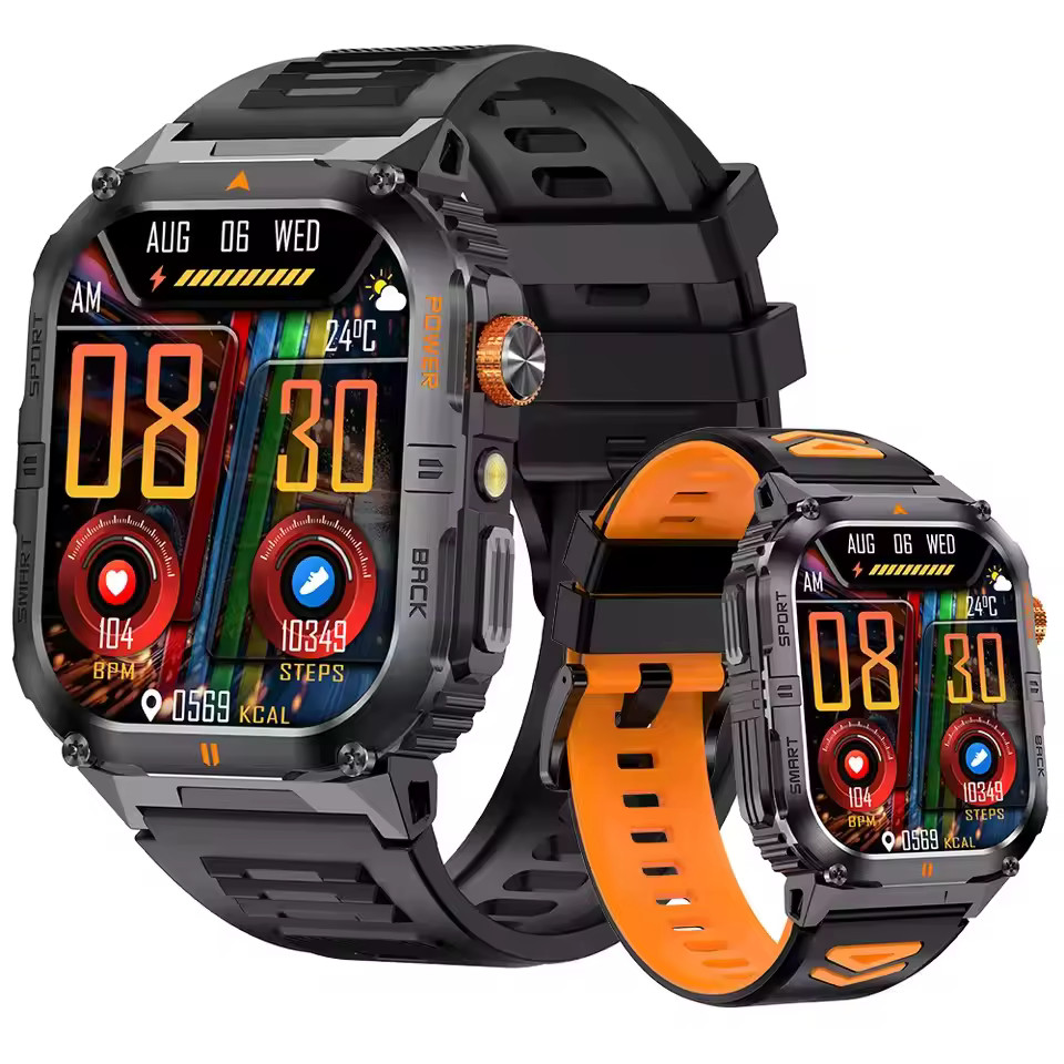 2026 Military Rugged Smart Watch Bluetooth Call 1000mAh Outdoor Fitness Tracker