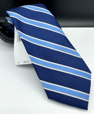 Tommy Hilfiger Men's Silk Blend Tie Blue Striped Pattern MSRP: NEW 69.50