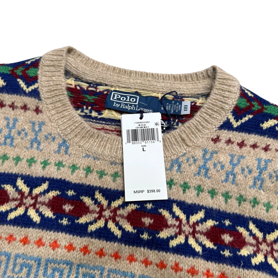 Polo Ralph Lauren Fair Isle Jacquard Mezcla de Lana Suéter Avena $398 Para hombres Grande Foto 3 de 4