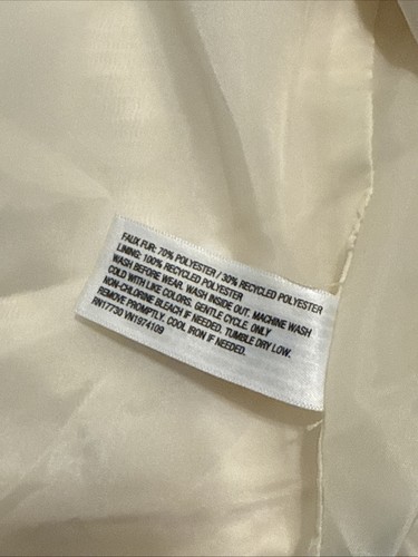 Art Class Girl's Size Medium (8) Long Faux Fur Jacket Ivory - Picture 7 of 7