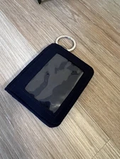 Vera Bradley's CAMPUS DOUBLE ID CASE Black Quilted Attached Key Ring 4x3.5"