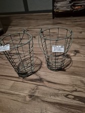 Set of 2 Small Gray Wire Round Baskets with Handles