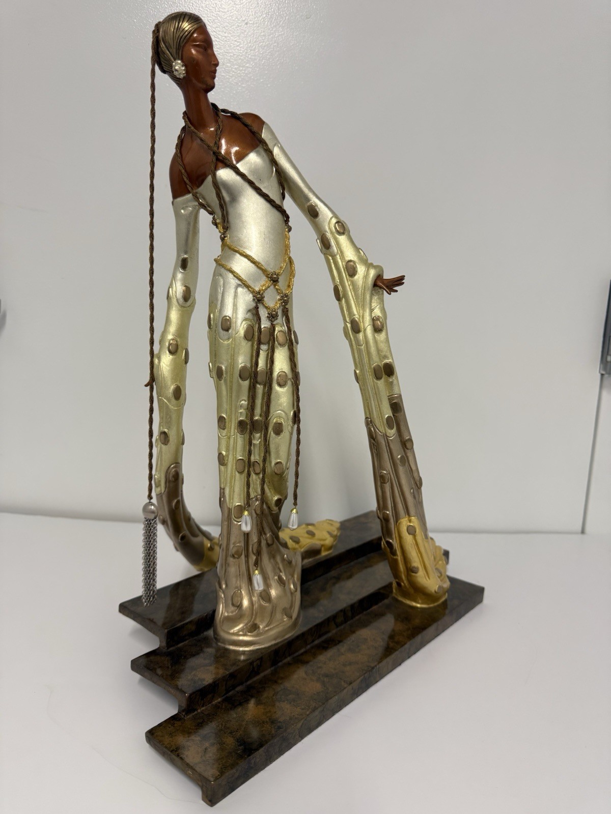Erte (Romain de Tirtoff) Cold Painted Bronze Sculpture "Melisande" 1990 AP 31/37