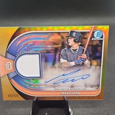 2025 Topps Bowman Chrome Autograph Relic Max Clark Detroit Tigers Gold 40/50