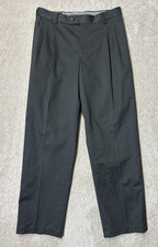 Paul Fredrick Dress Pants Men's 33 Black Pleated Waistband Slash Pockets