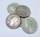 LOT OF 5 WASHINGTON QUARTERS 90% SILVER ALL 1940's - #6308
