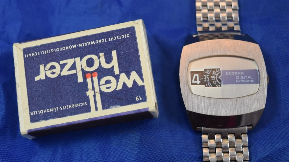 Dugena 64  Automatik Digital Armbanduhr Scheibenuhr Vintage 70er Jahre Rar - Bild 2 von 4
