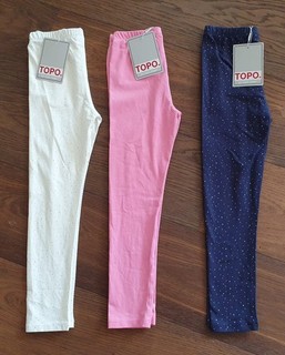 3 Stück Topo Basic Legging Glitzerpünktchen navy creme rosa Gr.116 NEU