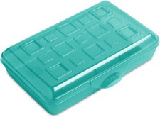 Translucent Plastic Pencil Box Molokai Blue Tint 12 Pack Lid Case