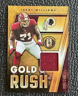  TRENT WILLIAMS 2019 GS GOLD RUSH USED JERSEY CARD REFRACTOR /199! REDSKINS!