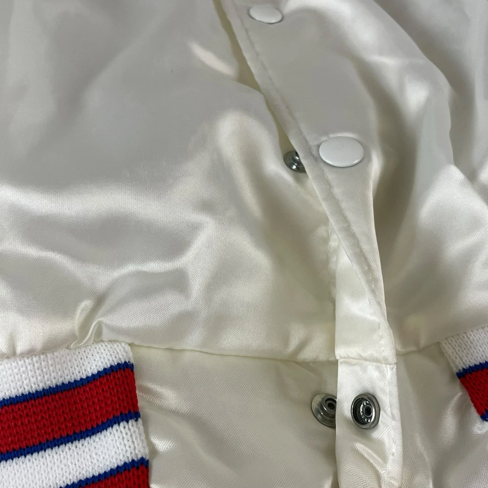 Chaqueta de satén vintage Coca Cola para hombre 2XL Iowa 1990 hecha en EE. UU. blanca años 90 retro R1 Foto 4 de 4