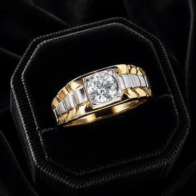Herren Solitaire Uhrenarmband Ring 9ct Gold Herren 375 Punziert Größen Q - Z - Bild 1 von 4