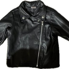 Wonder Nation Black Faux Leather Biker Jacket 3T