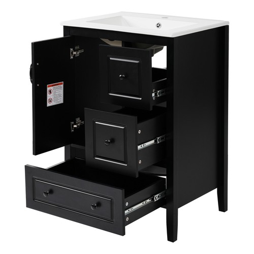 Bathroom Vanity w/Ceramic Sink Freestanding Storage Cabinet w/Soft-closing Door - Picture 28 of 48