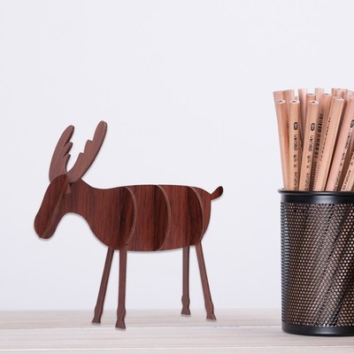 Christmas Coffee Wooden Elk Ornament for Home Bedroom Living Room Decor