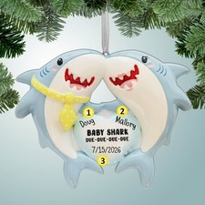 Personalized Christmas Ornament - Expecting Baby Shark Couple