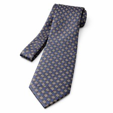 Stafford Mens Silk Neck Tie Blue Gray Geometric Pattern Made in Italy