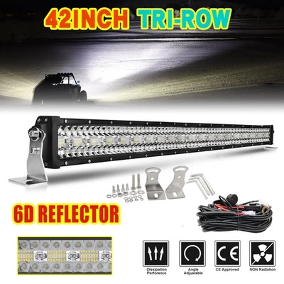 7D Trois Rangée 107cm 594W LED Feux Barre Spot Projecteur Combo SUV 4X4 12V 24V - Photo 1/4