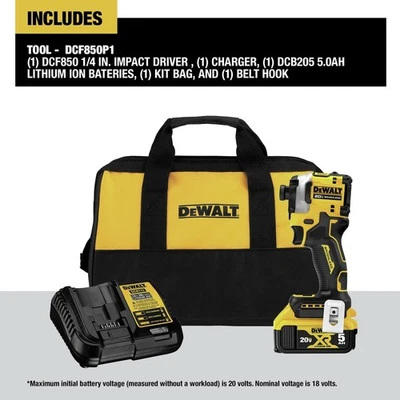 DEWALT DCF850P1R 20V MAX ATOMIC 3-Speed 1/4" Impact Driver Certified Refurbished - Picture 2 of 19
