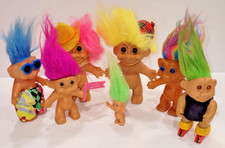 Lot of 7 Troll Dolls 1.5" to 5" Tall Various Hair Colors Special Sale